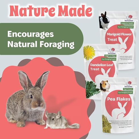 Snout and Shell Small Animal Treats – Pea Flakes, Dandelion Leaf (1oz), Marigold Flowers (0.5oz) – Natural Foraging Snacks for Rabbits, Guinea Pigs, Chinchillas, Hamsters & More in Kuwait