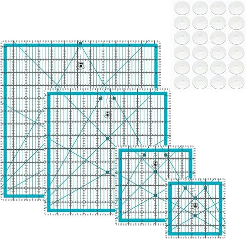 Headley Tools Quilting Rulers,4 Square Ruler Quilting Templates(4.5",6", 9.5",12.5"),Fabric Cutting Ruler Acrylic Rulers for Quilting and Sewing,with Non-Slip Rings 20 Pieces, Yellow in Saudi Arabia