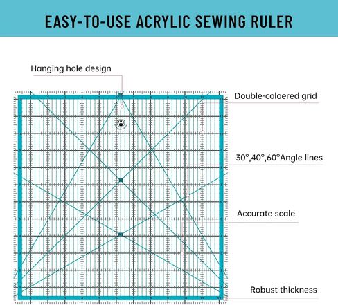 Headley Tools Quilting Rulers,4 Square Ruler Quilting Templates(4.5",6", 9.5",12.5"),Fabric Cutting Ruler Acrylic Rulers for Quilting and Sewing,with Non-Slip Rings 20 Pieces, Yellow in Saudi Arabia