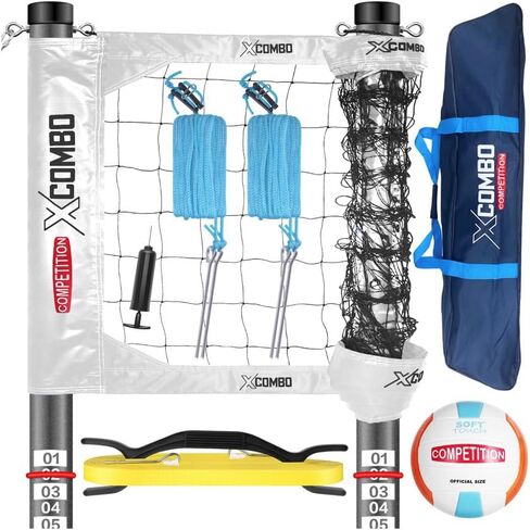 Professional Volleyball Net Set Heavy Duty for Outdoor Backyard Portable with Aluminum Adjustable Height Scoring Poles, Regulation Nets System for Tournament, Grass in Saudi Arabia