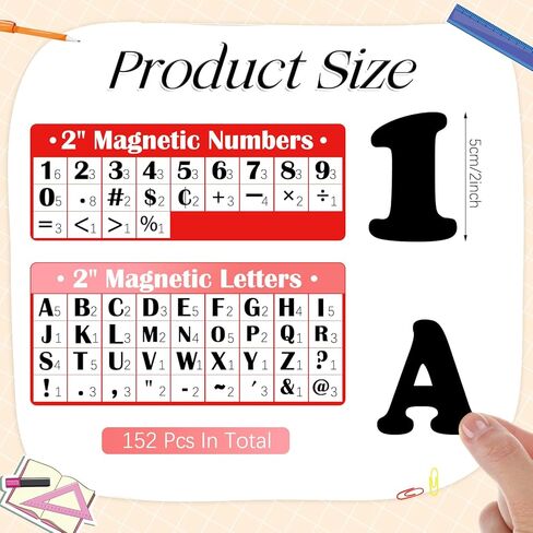 152 Pcs Magnetic Letters and Numbers Set 2'' Fridge Magnetic Alphabet Letters Kit for Toddlers Kids Whiteboard Classroom Educational Tool Home Learning(Black Classic) in Kuwait