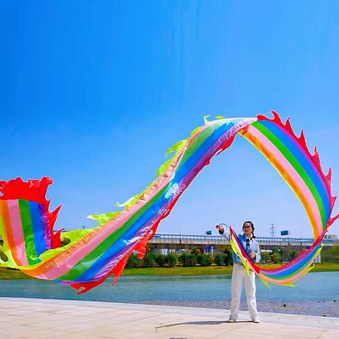 19.6 قدم (6 أمتار) قوس قوس قوس قوس التنين Dragon Dance Poi ، في الهواء الطلق في اللياقة البدنية التنين تدفق لعبة التنين الشبيهة بحرير الحرير (نمط تنين عشوائي) in Kuwait