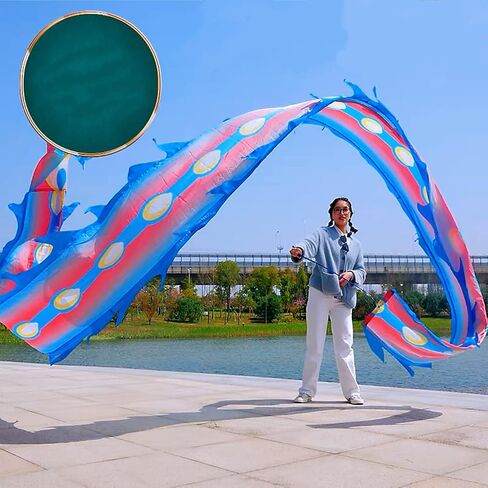 19.6 قدم (6 أمتار) قوس قوس قوس قوس التنين Dragon Dance Poi ، في الهواء الطلق في اللياقة البدنية التنين تدفق لعبة التنين الشبيهة بحرير الحرير (نمط تنين عشوائي) in Kuwait