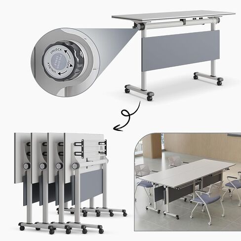 Conference Table, Folding Conference Room Tables Office Table Flip Top Mobile Meeting Training Tables with Wheels, Seminar Boardroom Table for Home Office Classr (8, M1908, 47.2inch) in Saudi Arabia