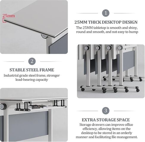 Conference Table, Folding Conference Room Tables Office Table Flip Top Mobile Meeting Training Tables with Wheels, Seminar Boardroom Table for Home Office Classr (8, M1908, 47.2inch) in Saudi Arabia