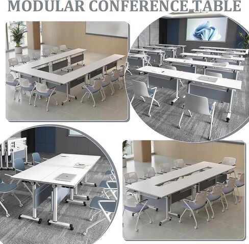 Conference Table, Folding Conference Room Tables Office Table Flip Top Mobile Meeting Training Tables with Wheels, Seminar Boardroom Table for Home Office Classr (8, M1908, 47.2inch) in Saudi Arabia