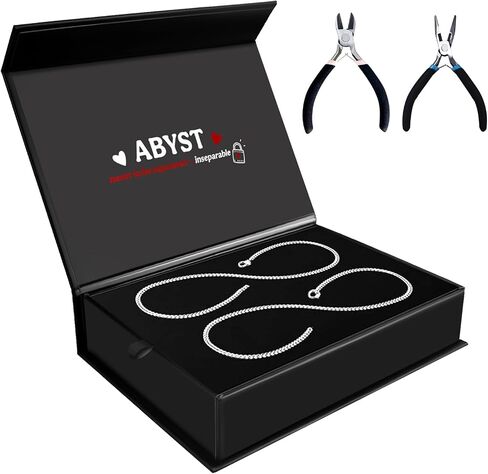 ABYST Permanent Bracelet Kit for Couples - DIY Sterling Forever Bracelets Making Set with 925 Silver Plated Chains - Romantic Infinity Jewelry for Anniversary (Silver) in Saudi Arabia