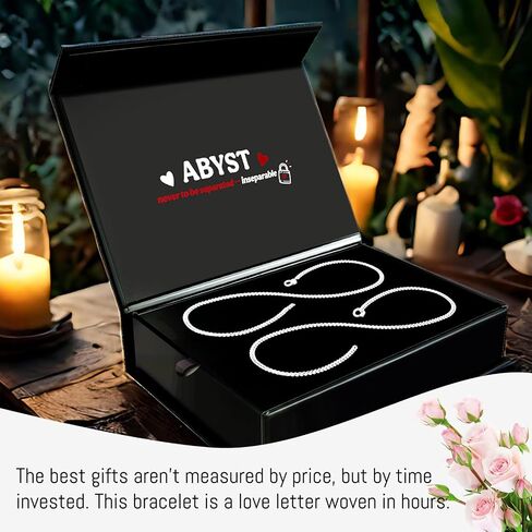 ABYST Permanent Bracelet Kit for Couples - DIY Sterling Forever Bracelets Making Set with 925 Silver Plated Chains - Romantic Infinity Jewelry for Anniversary (Silver) in Saudi Arabia