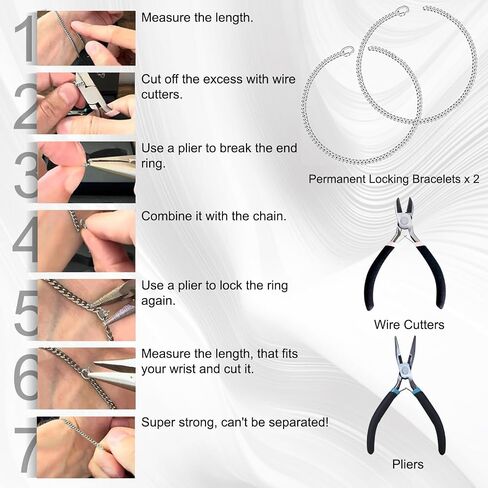 ABYST Permanent Bracelet Kit for Couples - DIY Sterling Forever Bracelets Making Set with 925 Silver Plated Chains - Romantic Infinity Jewelry for Anniversary (Silver) in Saudi Arabia