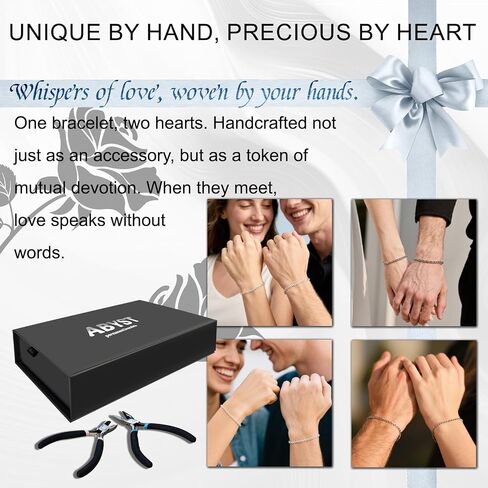 ABYST Permanent Bracelet Kit for Couples - DIY Sterling Forever Bracelets Making Set with 925 Silver Plated Chains - Romantic Infinity Jewelry for Anniversary (Silver) in Saudi Arabia