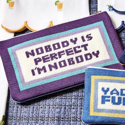 Two's Company "Nobody Is Perfect Multipurpose Needlepoint Pouch, 9-Inch, Polyester in Saudi Arabia