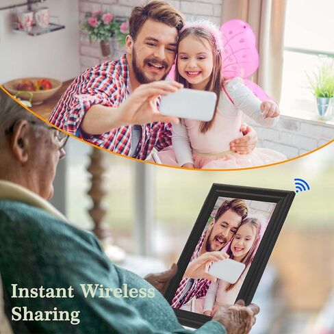 إطار صورة رقمي واي فاي شاشة 10.1 بوصة IPS 1280×800 شاشة تعمل باللمس إطار صور رقمي 16 جيجابايت شارك الصور والفيديو على الفور عبر التطبيق لهدية Mon Dad باللون الأسود in Saudi Arabia