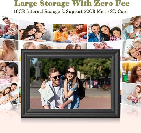إطار صورة رقمي واي فاي شاشة 10.1 بوصة IPS 1280×800 شاشة تعمل باللمس إطار صور رقمي 16 جيجابايت شارك الصور والفيديو على الفور عبر التطبيق لهدية Mon Dad باللون الأسود in Saudi Arabia