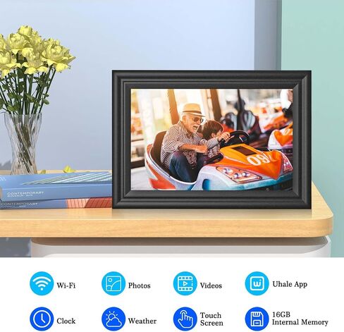 إطار صورة رقمي واي فاي شاشة 10.1 بوصة IPS 1280×800 شاشة تعمل باللمس إطار صور رقمي 16 جيجابايت شارك الصور والفيديو على الفور عبر التطبيق لهدية Mon Dad باللون الأسود in Saudi Arabia