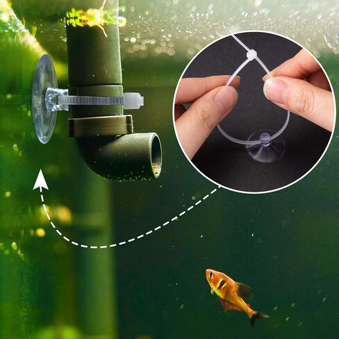 PAGOW 15 Pcs Aquarium Suction Cups with 30pcs Zip Ties, Suction Cup for Fish Tank Plants Binding Moss Shrimp Nest Landscape Fixation, Utility Sucker Pad Without Hooks for Kitchen Hanging Organization in Saudi Arabia