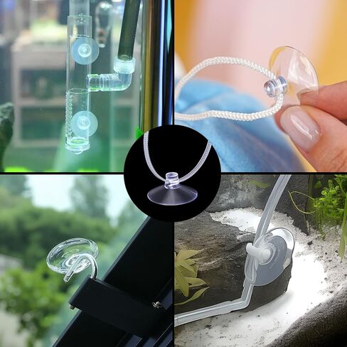 PAGOW 15 Pcs Aquarium Suction Cups with 30pcs Zip Ties, Suction Cup for Fish Tank Plants Binding Moss Shrimp Nest Landscape Fixation, Utility Sucker Pad Without Hooks for Kitchen Hanging Organization in Saudi Arabia