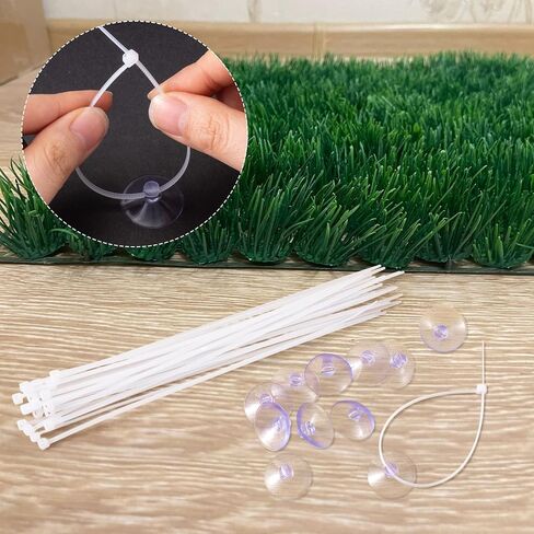 PAGOW 15 Pcs Aquarium Suction Cups with 30pcs Zip Ties, Suction Cup for Fish Tank Plants Binding Moss Shrimp Nest Landscape Fixation, Utility Sucker Pad Without Hooks for Kitchen Hanging Organization in Saudi Arabia