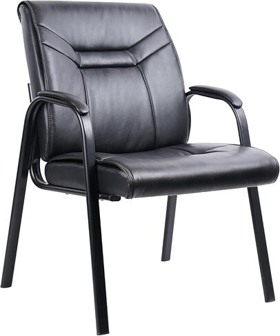 CLATINA Heavy Duty Big & Tall Guest Chair 400lb Leather Reception Chairs with Padded Arm Rest Extra Wide Backrest Seat Cushion Side Chair for Office Home Conference Waiting Room and Meeting, Set of 2… in Saudi Arabia