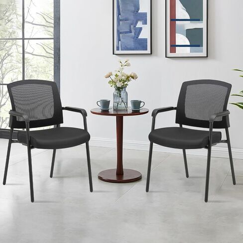 CLATINA Stacking Chairs, Stackable Waiting Room Chair No Wheels with Armrest and Lumber Support, Ergonomic Mesh Office Arm Chair Reception Guest Chairs for Home Conference Lobby Church School, Grey in Kuwait