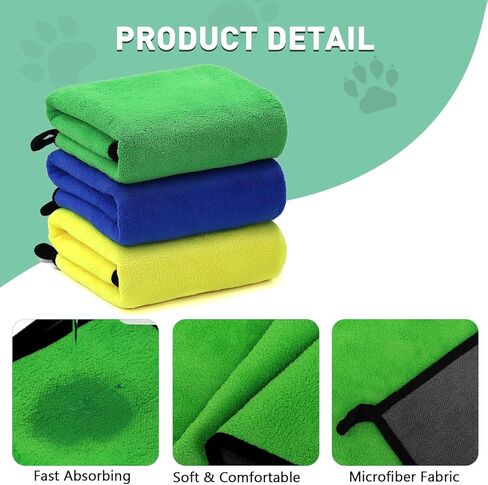 pawstrip 3 Pcs Dog Bath Towel Super Absorbent Puppy Drying Towel Microfiber Pet Grooming Towels for Medium Small Dogs Quick Dry Doggy Blanket, 24''x12'' in Kuwait