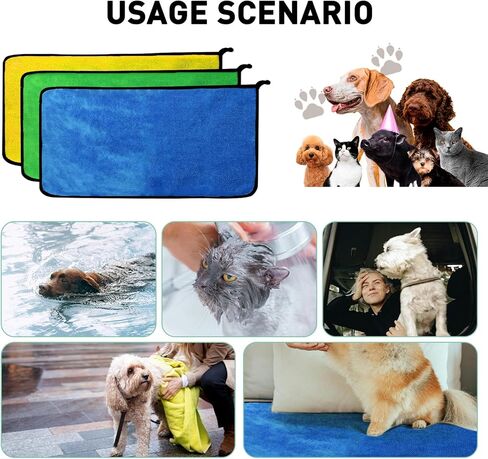 pawstrip 3 Pcs Dog Bath Towel Super Absorbent Puppy Drying Towel Microfiber Pet Grooming Towels for Medium Small Dogs Quick Dry Doggy Blanket, 24''x12'' in Kuwait