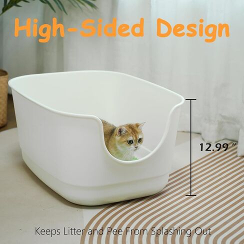 SpaceTime Extra Large Litter Box with High Sides,24.2" Lx16.3 Wx12.9 H XL Multi Cat Litter Pan for Kitty,Cat Boxes for Indoor Cats,Jumbo Litter Boxes for Big Cats,Anti-Splashing,Easy to Clean (Grey) in Saudi Arabia