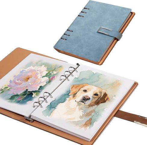 Professional Watercolor Sketchbook with 6-Ring Binder, 20 Sheets 300GSM/140lb 100% Cotton Acid-Free Cold Press Paper, 9.25" x 6.3" Textured Art Journal for Artists, Students & Adults (Blue) in Saudi Arabia