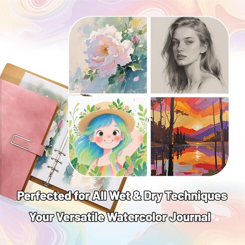 Professional Watercolor Sketchbook with 6-Ring Binder, 20 Sheets 300GSM/140lb 100% Cotton Acid-Free Cold Press Paper, 9.25" x 6.3" Textured Art Journal for Artists, Students & Adults (Blue) in Saudi Arabia