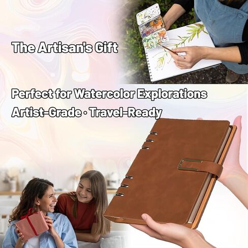 Professional Watercolor Sketchbook with 6-Ring Binder, 20 Sheets 300GSM/140lb 100% Cotton Acid-Free Cold Press Paper, 9.25" x 6.3" Textured Art Journal for Artists, Students & Adults (Blue) in Saudi Arabia