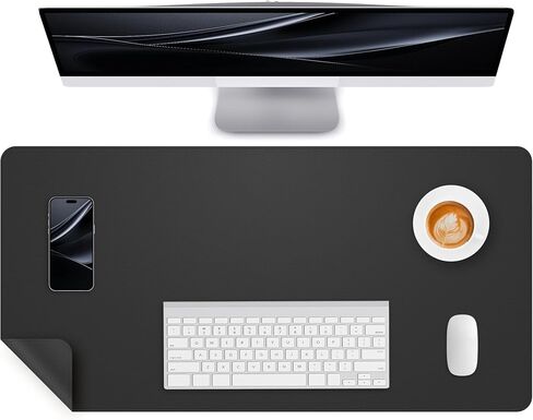 Dual-Sided Leather Desk Pad Protector- Non-Slip PU Desk Mat, Small Waterproof Office Blotter for Keyboard & Mouse | Desktop Mat | Home Office Accessories (31.5"x15.7",Black) in Saudi Arabia