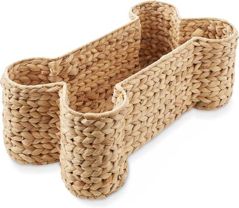 Casafield Dog Bone Shaped Storage Basket - Natural, Large Woven Water Hyacinth Pet Toy Organizer Bin in Saudi Arabia