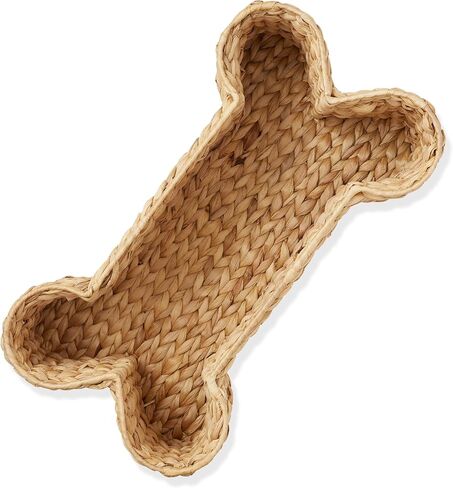 Casafield Dog Bone Shaped Storage Basket - Natural, Large Woven Water Hyacinth Pet Toy Organizer Bin in Saudi Arabia