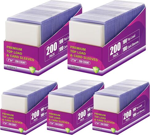 400 حزم الأكمام البطاقات أفضل اللوادر للبطاقات ، و 3 "× 4" واقيات بطاقات البيسبول ، حامل البطاقات البلاستيكية الصلبة لبطاقات لعبة كرة القدم الرياضية (200 أكمام صلبة+200 قرش) in Kuwait