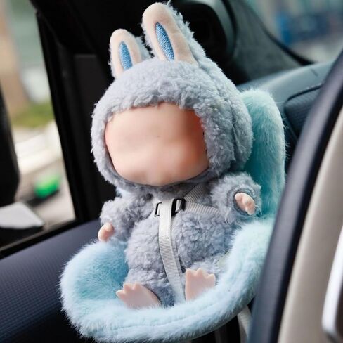 for Labubu Car Seat, Car Seat Vent Clip for Labubu Sofa, Pink Soft Furry Cushion Cars eat Cover with Seat Leg for Labubu Desktop Display, Car Decoration for Labubu Fans Collectors in Saudi Arabia