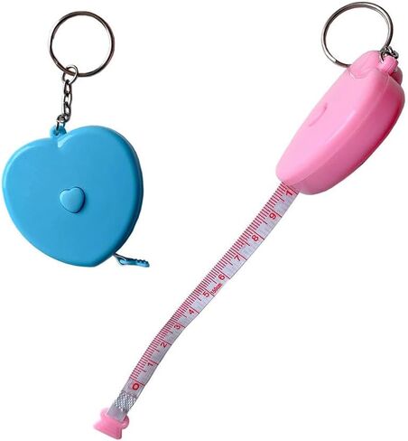 NUOBESTY 30Pcs Heart-Shaped Retractable Tape Measure with Key Ring Portable Body Measuring Ruler for Sewing Crafts and Medical Use Random Color in Saudi Arabia