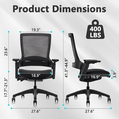 CLATINA Swivel Executive Chair, Adjustable Ergonomic Computer Chair with 3D Armrest and Lumbar Support, Mesh Backrest Task Chair for Home Office Conference Room in Saudi Arabia