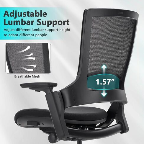 CLATINA Swivel Executive Chair, Adjustable Ergonomic Computer Chair with 3D Armrest and Lumbar Support, Mesh Backrest Task Chair for Home Office Conference Room in Saudi Arabia