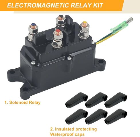 62135 63070 12V Winch Solenoid Relay Contactor, Warn Winch Rocker Thumb Switch Kit with 6 Protecting Caps for ATV UTV Replace Part 2875714 in Saudi Arabia