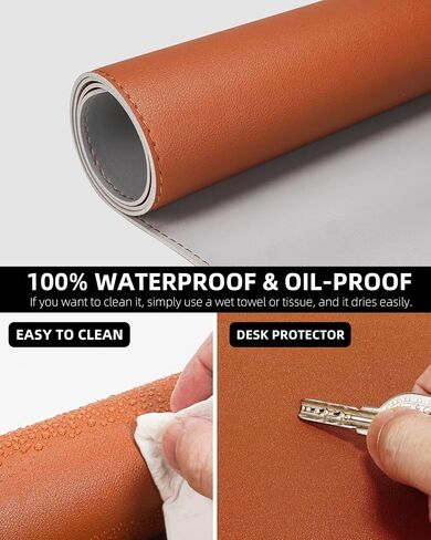 Dual-Sided Leather Desk Pad Protector- Non-Slip PU Desk Mat, Small Waterproof Office Blotter for Keyboard & Mouse | Desktop Mat | Home Office Accessories (31.5"x15.7",Black) in Saudi Arabia