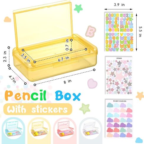 Fainne Double Layer Pencil Box with 3 Sheet Stickers Large Capacity Plastic Pencil Case Back to School Supplies Hard Shell Crayon Box Organizer for Gel Pens Erasers Sew Art Craft Supplies(Pink) in Saudi Arabia