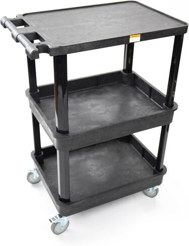 Pearington 3-Tier Compact Multi-Purpose Utility Cart with Lockable Wheels and Ergonomic Handle, Black in Kuwait