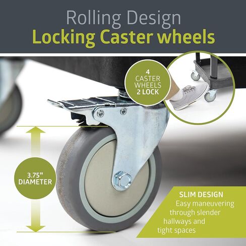 Pearington 3-Tier Compact Multi-Purpose Utility Cart with Lockable Wheels and Ergonomic Handle, Black in Kuwait