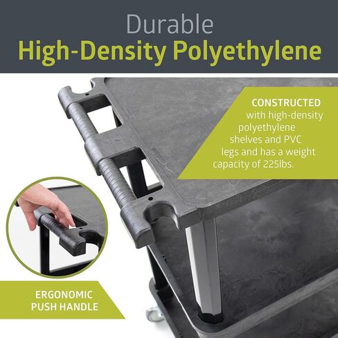 Pearington 3-Tier Compact Multi-Purpose Utility Cart with Lockable Wheels and Ergonomic Handle, Black in Kuwait