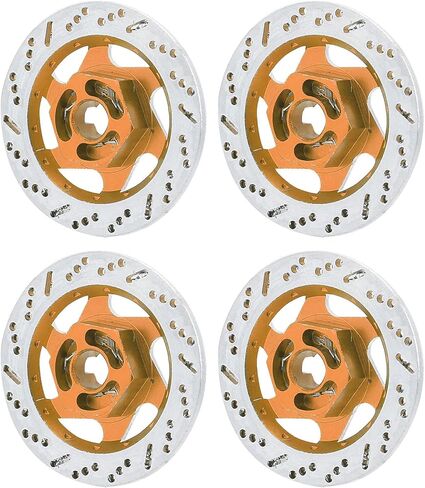 Universal Aluminum Alloy 4PCS RC Car Brake Disc with 1/10 Metal Hex Adapter for Remote Control Cars - High Performance Accessory (Gold) in Saudi Arabia