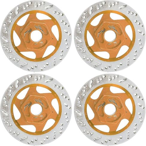Universal Aluminum Alloy 4PCS RC Car Brake Disc with 1/10 Metal Hex Adapter for Remote Control Cars - High Performance Accessory (Gold) in Saudi Arabia