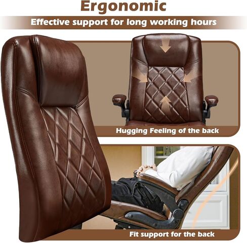 Executive Office Chair w/Flip-Up Arms Managerial Home Desk Chair w/Lumbar Support Adjustable PU Leather Ergonomic Computer Chair in Saudi Arabia