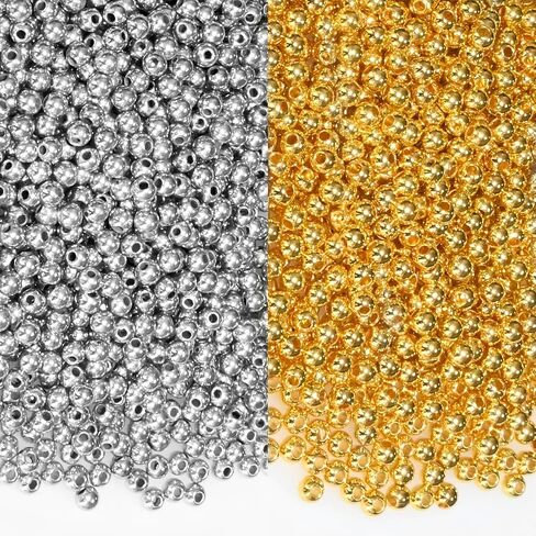 Amaney 500pcs 6mm Smooth Round Beads Gold Spacer Loose Ball Beads for Bracelet Jewelry Making Craft in Kuwait