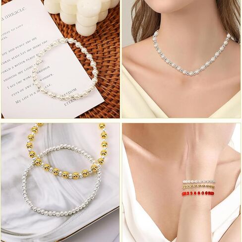 Amaney 500pcs 6mm Smooth Round Beads Gold Spacer Loose Ball Beads for Bracelet Jewelry Making Craft in Kuwait