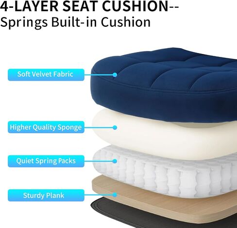 High Back Fabric Office Chair Blue, Velvet Executive Desk Chair with Flip-Up Arms, Ergonomic Office Chairs with Lumbar Support, Upholstered Home Computer Chair with Wheels in Saudi Arabia