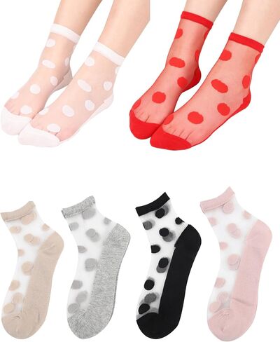 SOUTHRO 6 Pairs Sheer Socks,See Through Mesh Socks for Women,Ankle High Transparent Socks Tulle Socks in Kuwait